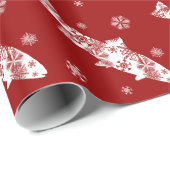 Festive Red- en White Snow-forel Cadeaupapier (Rol Hoek)
