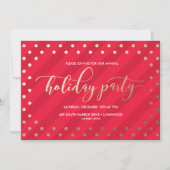 Festive Red Faux Foil Fête Invitation (Devant)