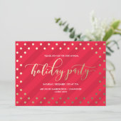 Festive Red Faux Foil Fête Invitation (Debout devant)