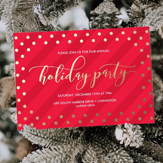 Festive Red Faux Foil Fête Invitation