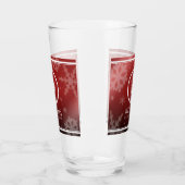 Festive Red Folie Snowflakes Monogram Naam Glas (Links)