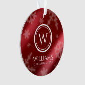 Festive Red Folie Snowflakes Monogram Naam Ornament (voorkant)