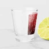 Festive Red Folie Snowflakes Monogram Naam Shot Glas (Links)