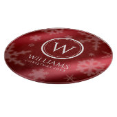 Festive Red Folie Snowflakes Monogram Naam Snijplank (Hoek)
