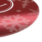 Festive Red Folie Snowflakes Monogram Naam Snijplank (Hoek)