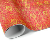 Festive Red Gold Chinese Auspicious Pattern Cadeaupapier (Rol Hoek)