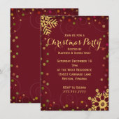 Festive Red Gold Snowflakes kerst Kaart (Voorkant / Achterkant)