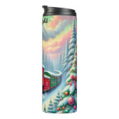 Festive Red Green Forest Train Thermosbeker (Geroteerd rechts)