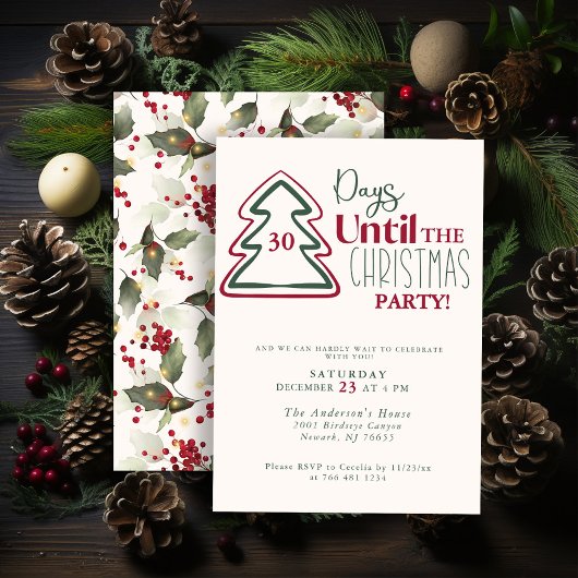 Festive Red Green Gold Christmas Party Invitation