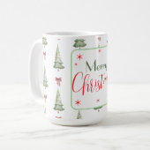 Festive Red Green Merry Christmas Mug Koffiemok (Voorkant links)