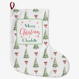Festive Red Green Merry Christmas Name Stocking Grote Kerstsok