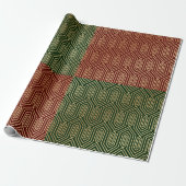 Festive Red/Green Modern Art Deco Gold Pattern 108 Cadeaupapier (Uitgerold)
