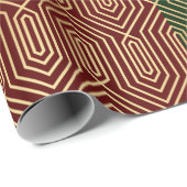 Festive Red/Green Modern Art Deco Gold Pattern 108 Cadeaupapier (Rol Hoek)
