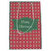Festive Red Green Pattern kerst Medium Cadeauzakje (Voorkant)