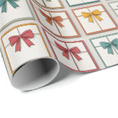 Festive Red Green Yellow Bows Art Cadeaupapier (Rol Hoek)