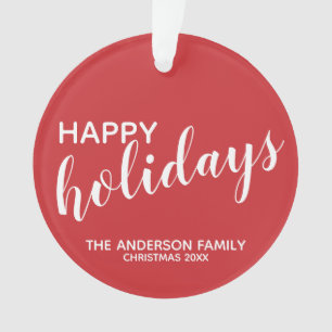 Festive Red "Happy Holidays" Ornament