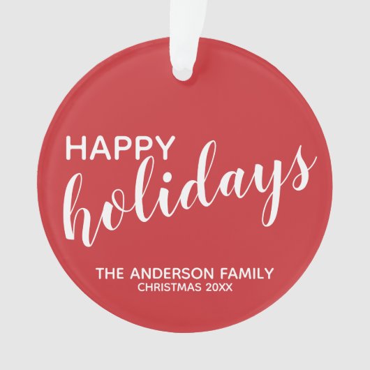 Festive Red "Happy Holidays" Ornament (voorkant)