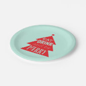 Festive Red-kerstboomfeest Papieren Bordje (Gekanteld)