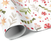 Festive Red KerstmisCandy op White Wrapping Paper Cadeaupapier (Rol Hoek)