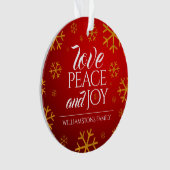 Festive Red Love, Peace and Joy with Snowflakes (devant)