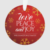 Festive Red Love, Peace and Joy with Snowflakes (devant)