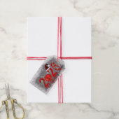 Festive Red Merry Christmas 2026 New Year Cadeaulabel (Met Touw)