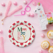 Festive red merry chritsmas party papieren bordje (Feest)