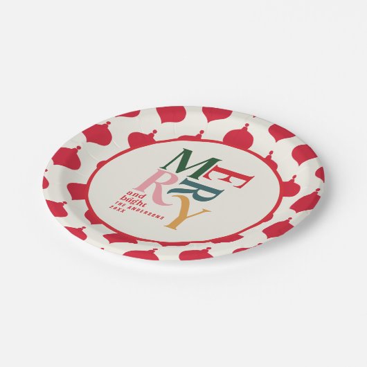 Festive red  merry chritsmas party papieren bordje (Gekanteld)