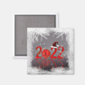 Festive Red Merry Kerstmis 2022 Magneet (Voorkant / Achterkant)