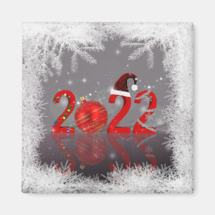 Festive Red Merry Kerstmis 2022 Magneet