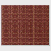 Festive Red Modern Art Deco Gold Pattern 111 Cadeaupapier (Vlak)