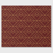 Festive Red Modern Art Deco Gold Pattern 113 Cadeaupapier (Vlak)