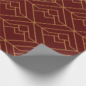 Festive Red Modern Art Deco Gold Pattern 113 Cadeaupapier (Hoek)