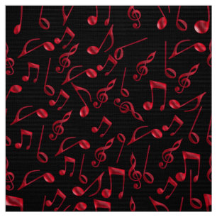 Festive Red-Muzieknoten op zwart of in uw kleur Stof