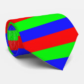 Festive Red, Neon Green en Blue Thick Stripes Stro Stropdas (Opgerold)