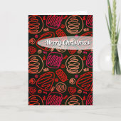 Festive Red One Line Artistic Pattern Kerstmis Feestdagen Kaart (Voorkant)