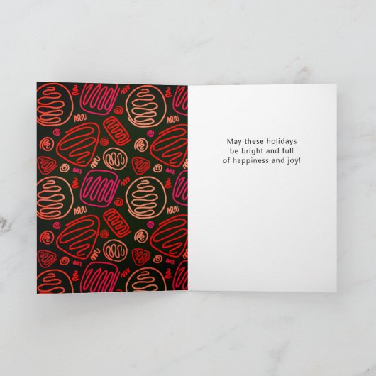 Festive Red One Line Artistic Pattern Kerstmis Feestdagen Kaart (Binnen)