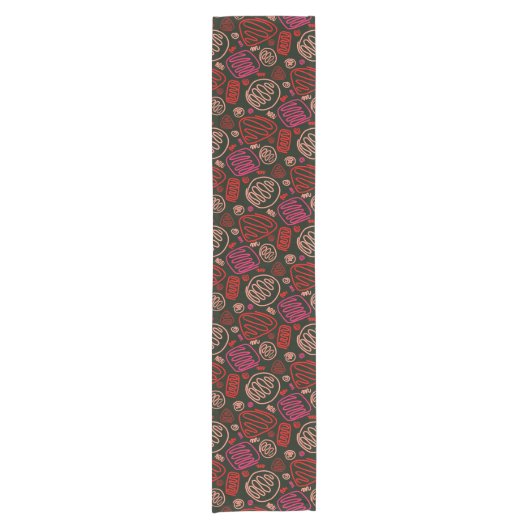 Festive Red One Line Artistic Testing Pattern Korte Tafelloper (Voorkant)