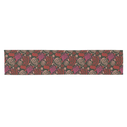 Festive Red One Line Artistic Testing Pattern Korte Tafelloper (Horizontaal)
