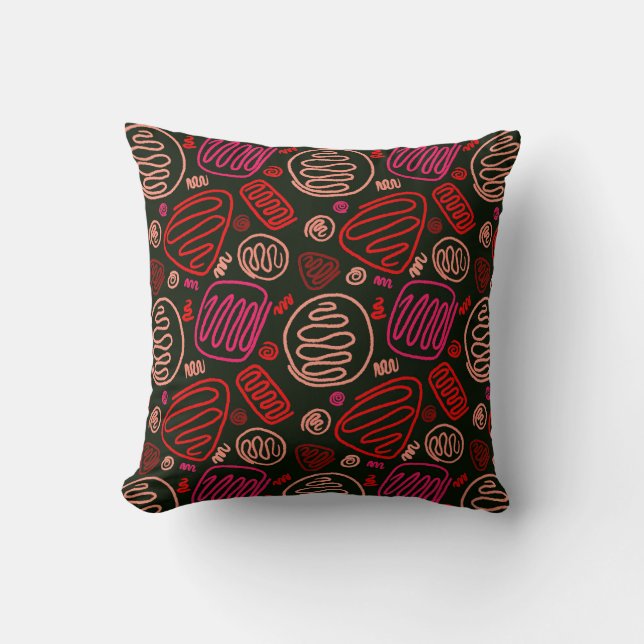 Festive Red One Line Artistic Testing Pattern Kussen (Voorkant)