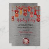 Festive Red Ornaments Fête Invitation (Devant / Derrière)