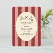 Festive Red Pink Striped Holiday Party Invitation (Debout devant)