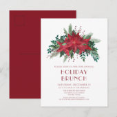 Festive Red Poinsettias Holiday Brunch Invitation (Devant / Derrière)