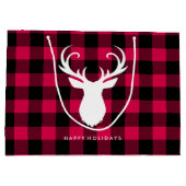 Festive Red Pset Pattern Kerstmis Large Cadeautasje (Achterkant)