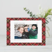 Festive Red Pset Pattern Merry kerstfoto Feestdagenkaart (Staand voorkant)