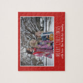 Festive Red Script-fotokerstfeestdag Legpuzzel (Verticaal)