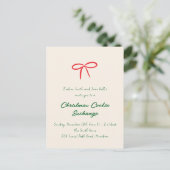 Festive Red Simple Bow Fête Invitation (Debout devant)