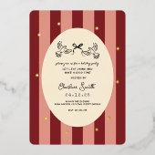 Festive Red Striped Holiday Party Invitation (Recto)