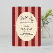 Festive Red Striped Holiday Party Invitation (Debout devant)