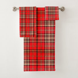 Festive Red Tartan Bathroom set Bad Handdoek